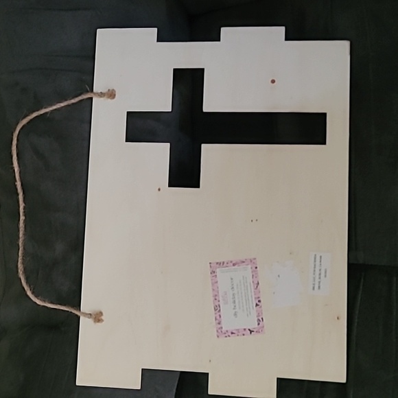 In Full Bloom He Is Risen DIY Holiday Decor Unfinished Wooden Cross Hanging Sign - Picture 2 of 3